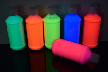 Blacklight Reactive Fluorescent Acrylic Paints 6 Pack 8 Ounce Bottles